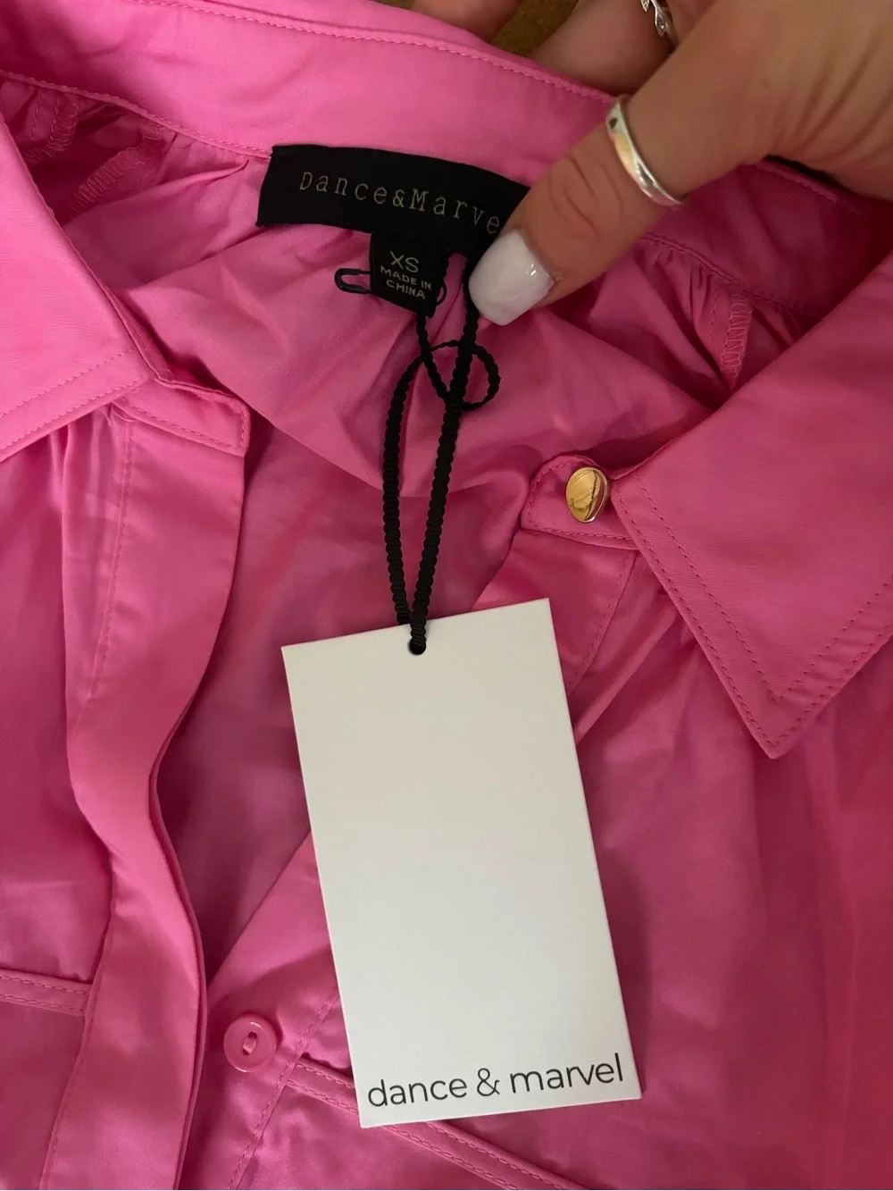 Dance & Marvel Hot Pink Collared Crop Top Set